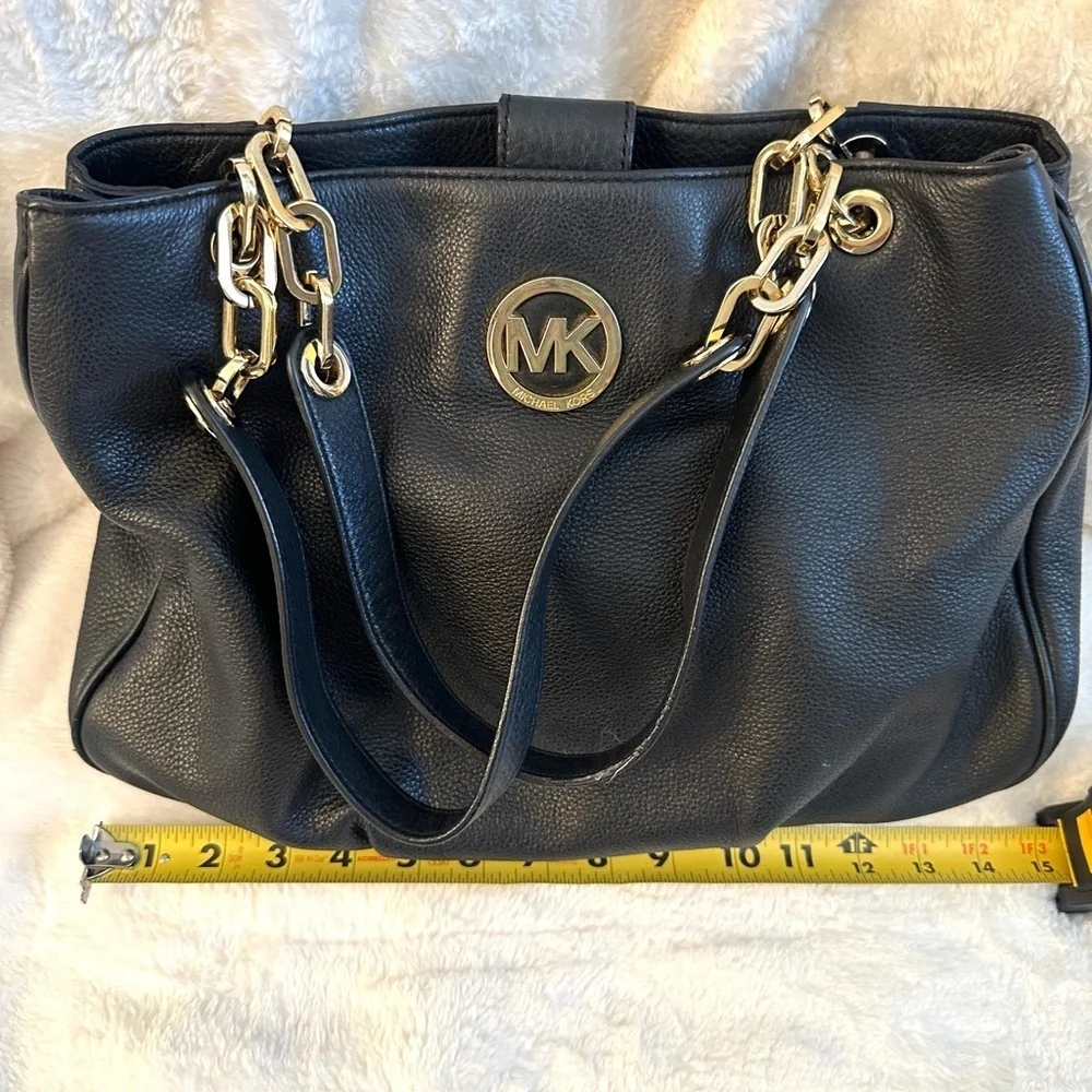 Michael Kors Black Shoulder Bag with Gold Accents